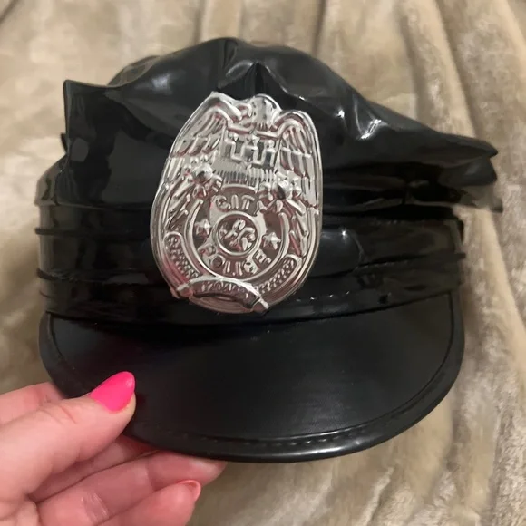 Police Hat Costume Halloween, adult size hat, for men or women, police officer - Picture 4 of 5